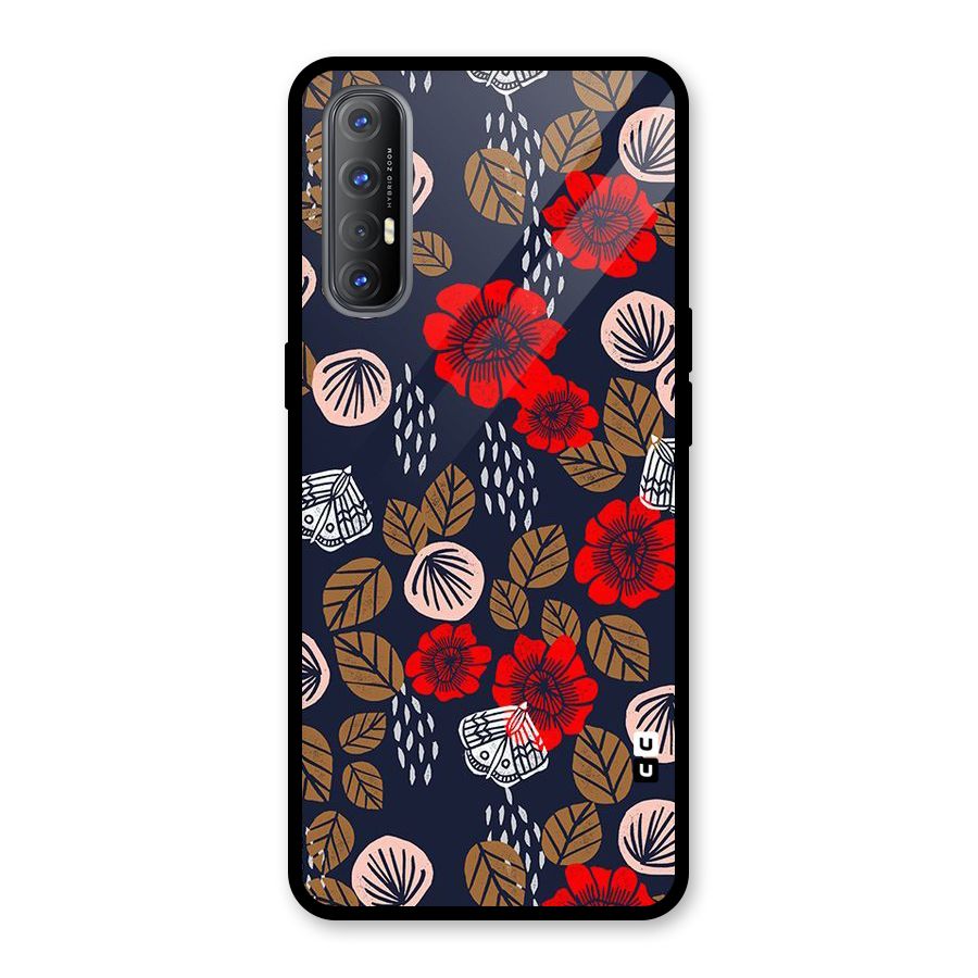 Orange Flora Glass Back Case for Oppo Reno3 Pro