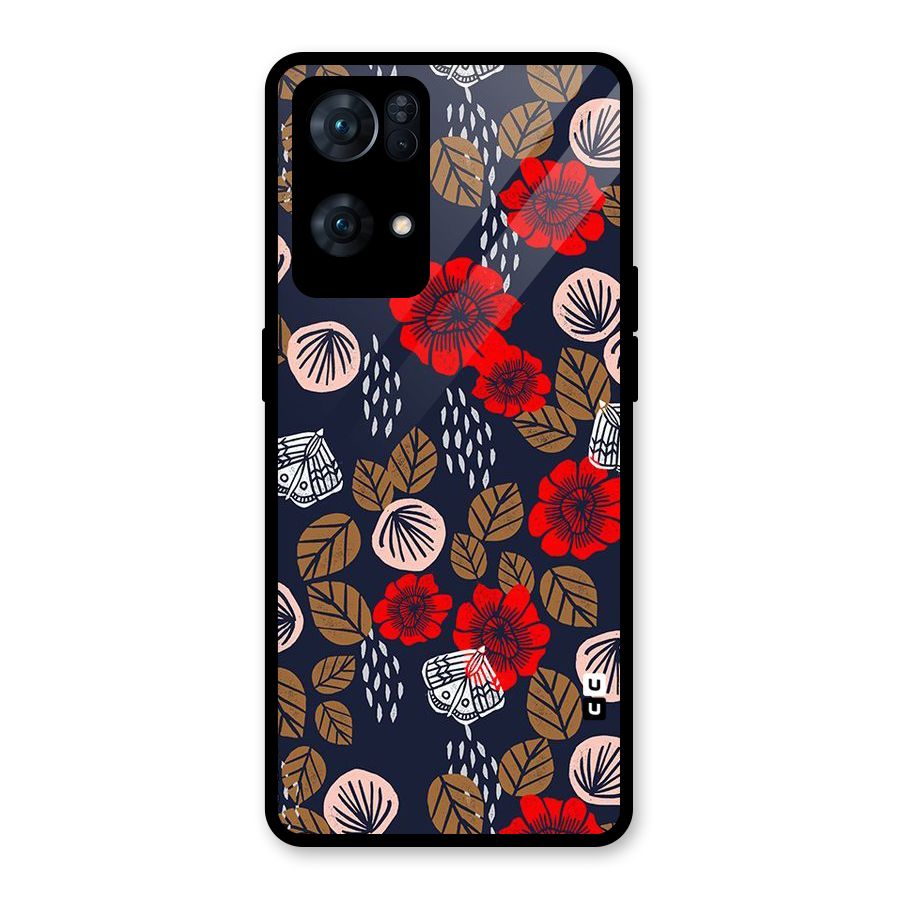 Orange Flora Glass Back Case for Oppo Reno7 Pro 5G