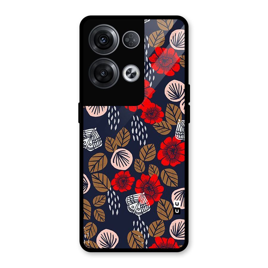 Orange Flora Glass Back Case for Oppo Reno8 Pro 5G
