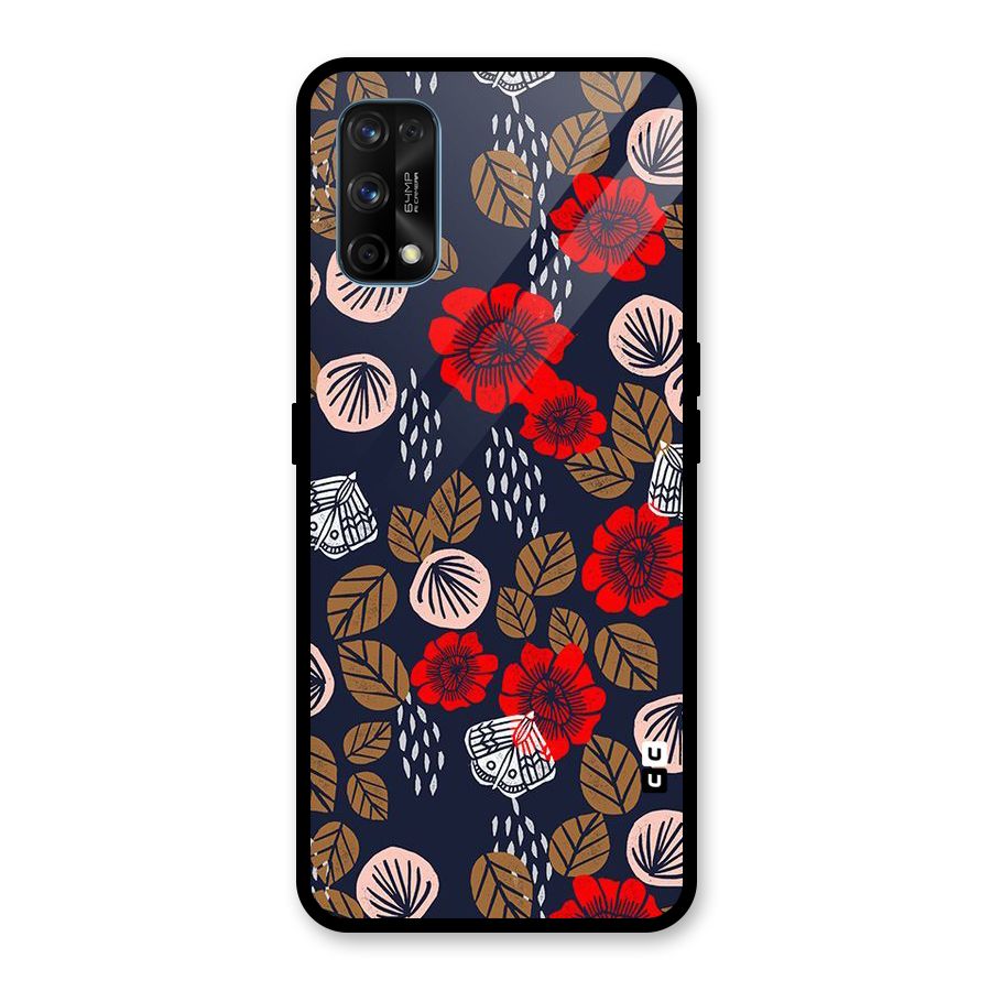 Orange Flora Glass Back Case for Realme 7 Pro