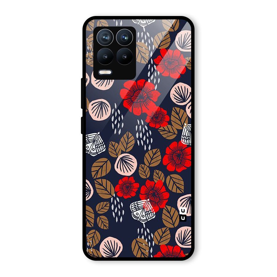Orange Flora Glass Back Case for Realme 8 Pro