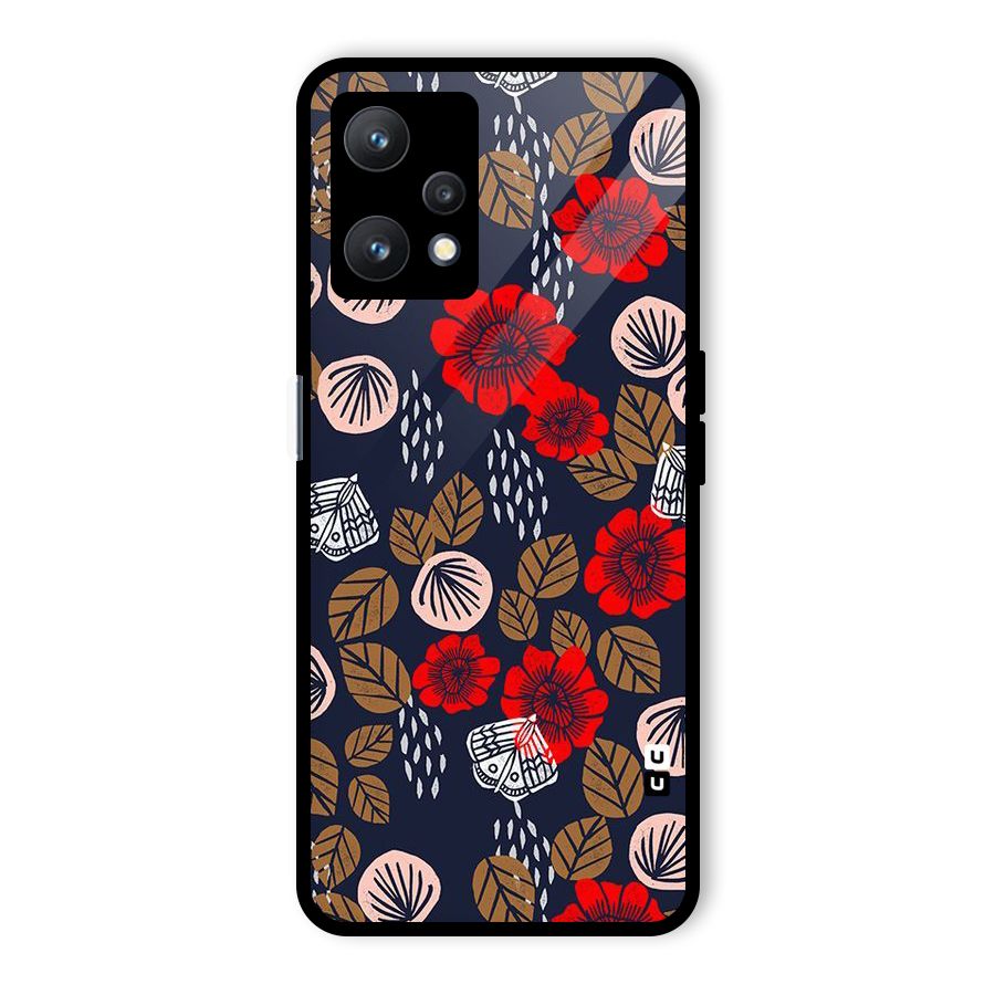 Orange Flora Glass Back Case for Realme 9 Pro 5G