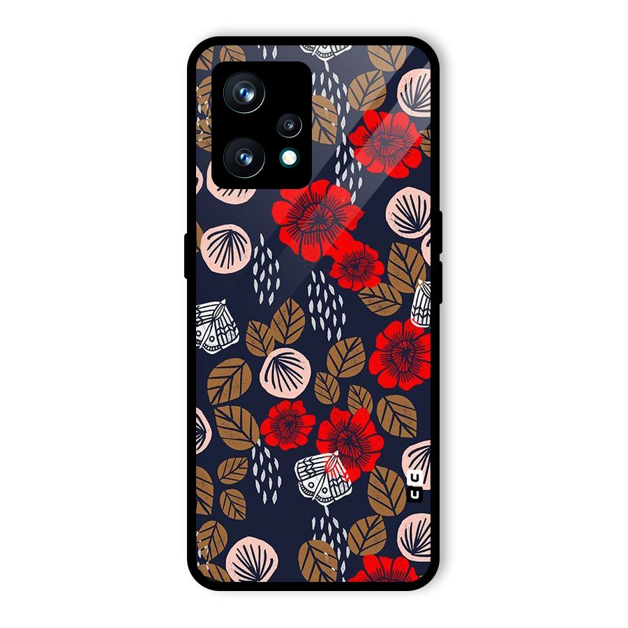 Orange Flora Glass Back Case for Realme 9 Pro Plus 5G