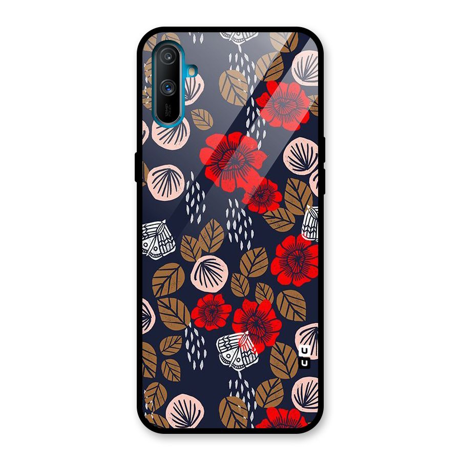 Orange Flora Glass Back Case for Realme C3
