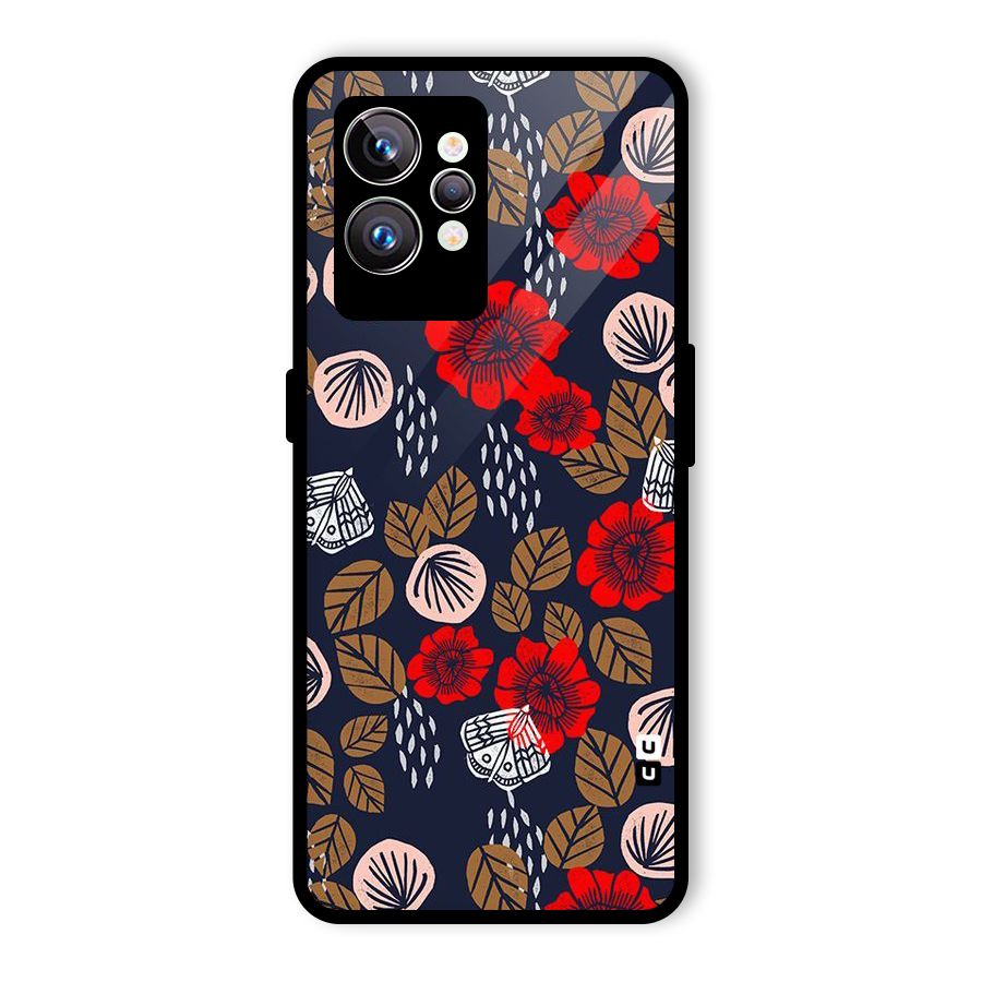 Orange Flora Glass Back Case for Realme GT2 Pro