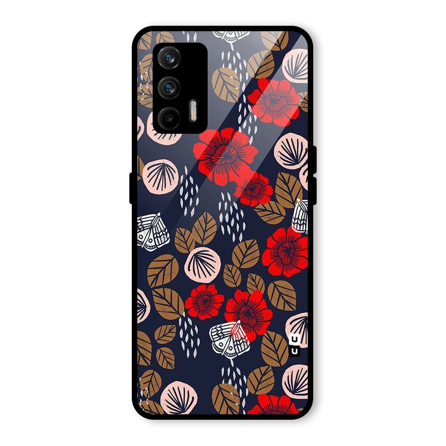 Orange Flora Glass Back Case for Realme GT 5G