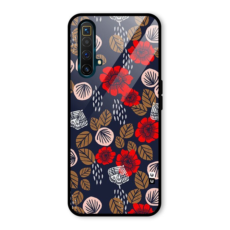 Orange Flora Glass Back Case for Realme X3