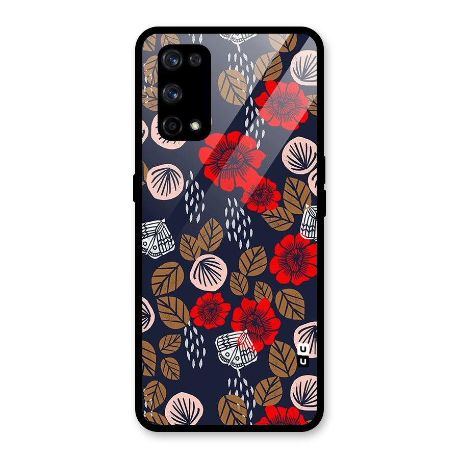 Orange Flora Glass Back Case for Realme X7 Pro