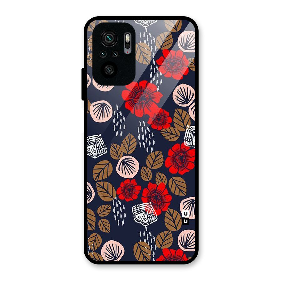 Orange Flora Glass Back Case for Redmi Note 10S