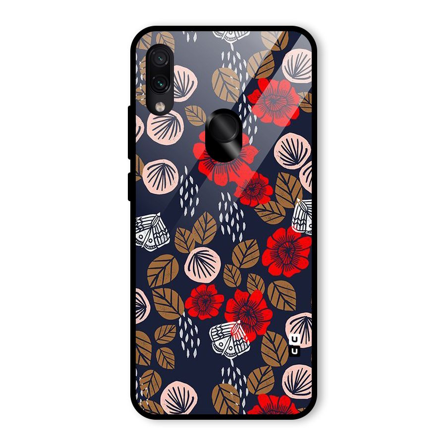 Orange Flora Glass Back Case for Redmi Note 7S