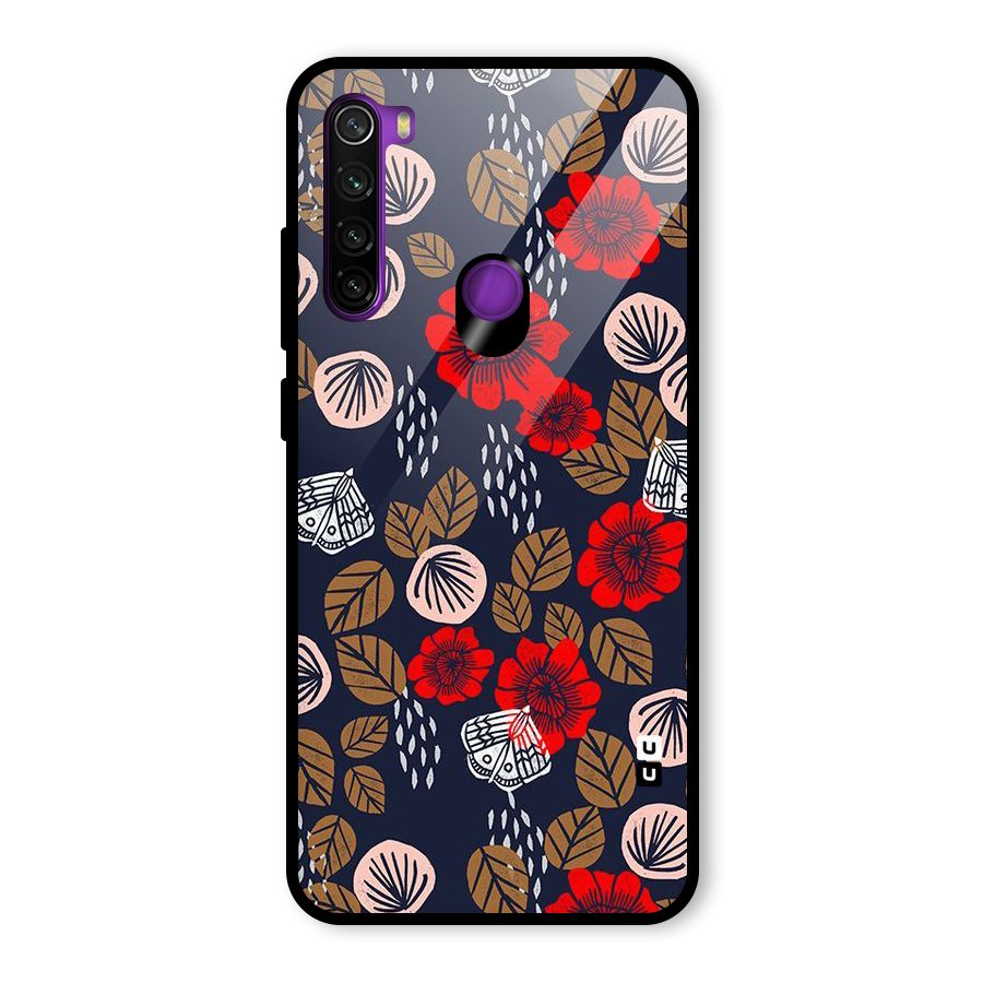 Orange Flora Glass Back Case for Redmi Note 8