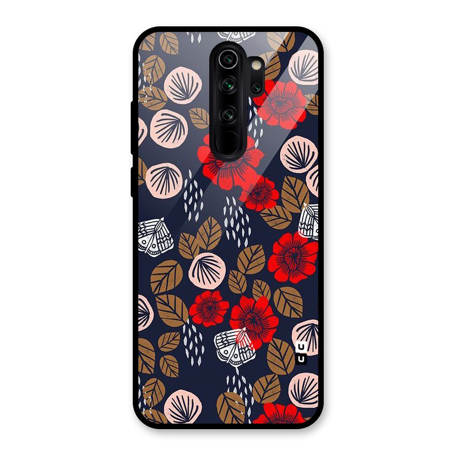 Orange Flora Glass Back Case for Redmi Note 8 Pro