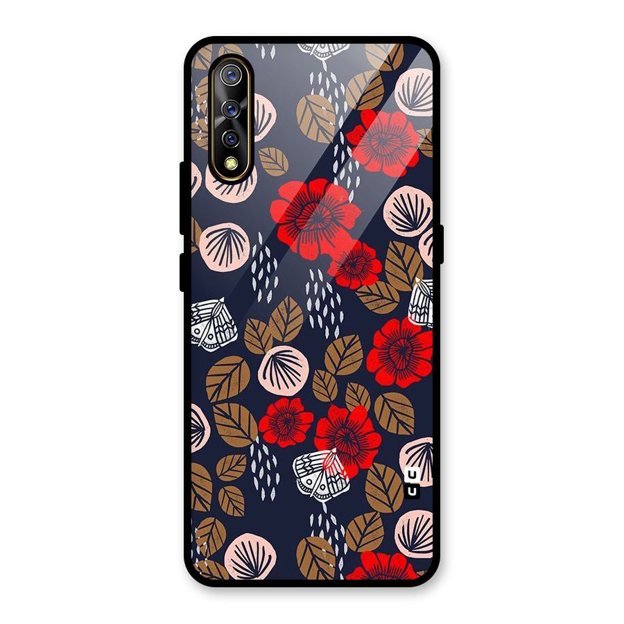 Orange Flora Glass Back Case for Vivo S1