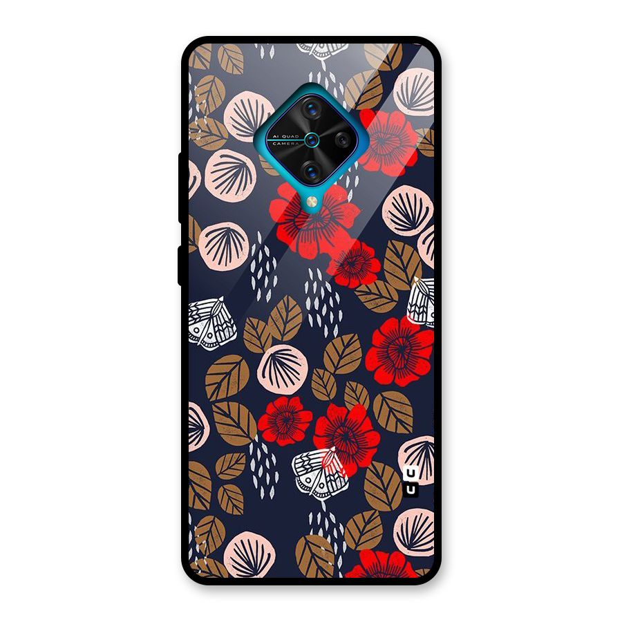 Orange Flora Glass Back Case for Vivo S1 Pro