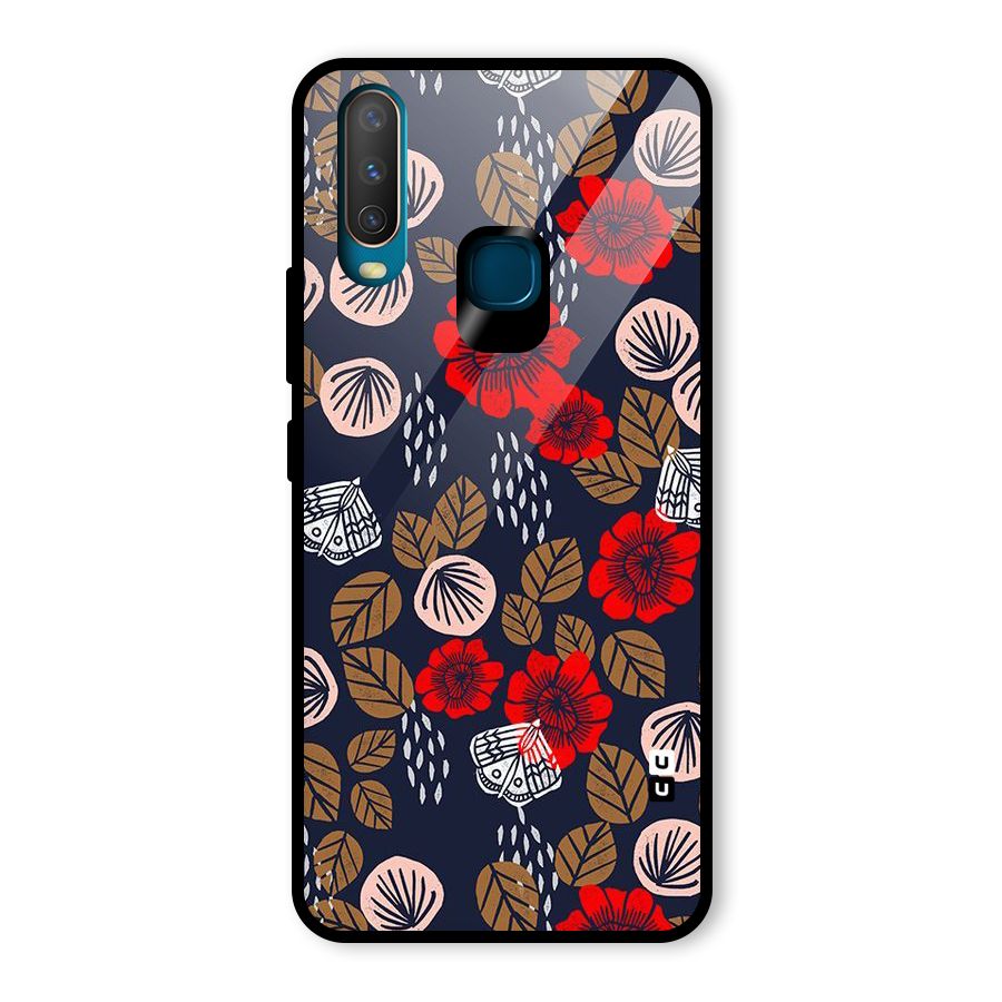 Orange Flora Glass Back Case for Vivo U10