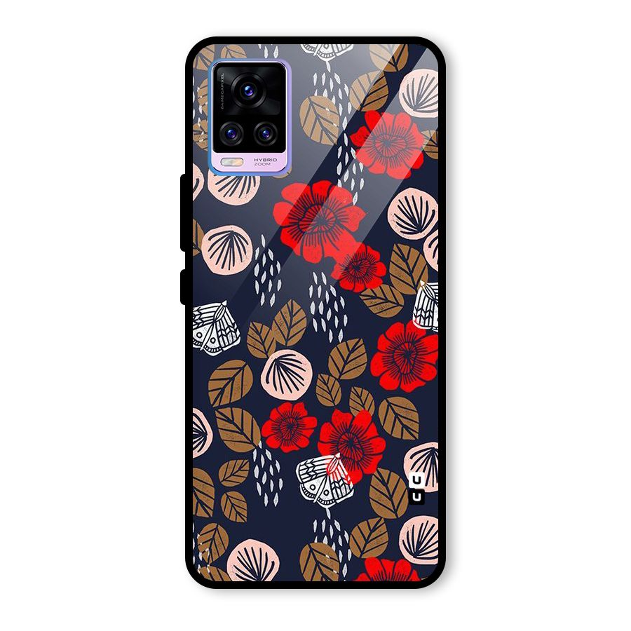 Orange Flora Glass Back Case for Vivo V20 Pro