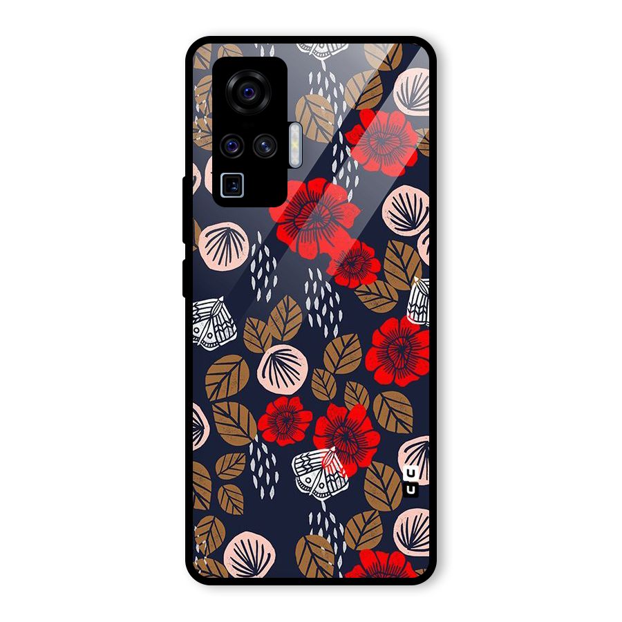 Orange Flora Glass Back Case for Vivo X50 Pro