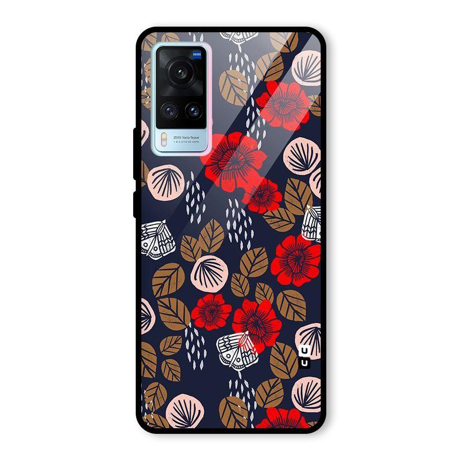 Orange Flora Glass Back Case for Vivo X60
