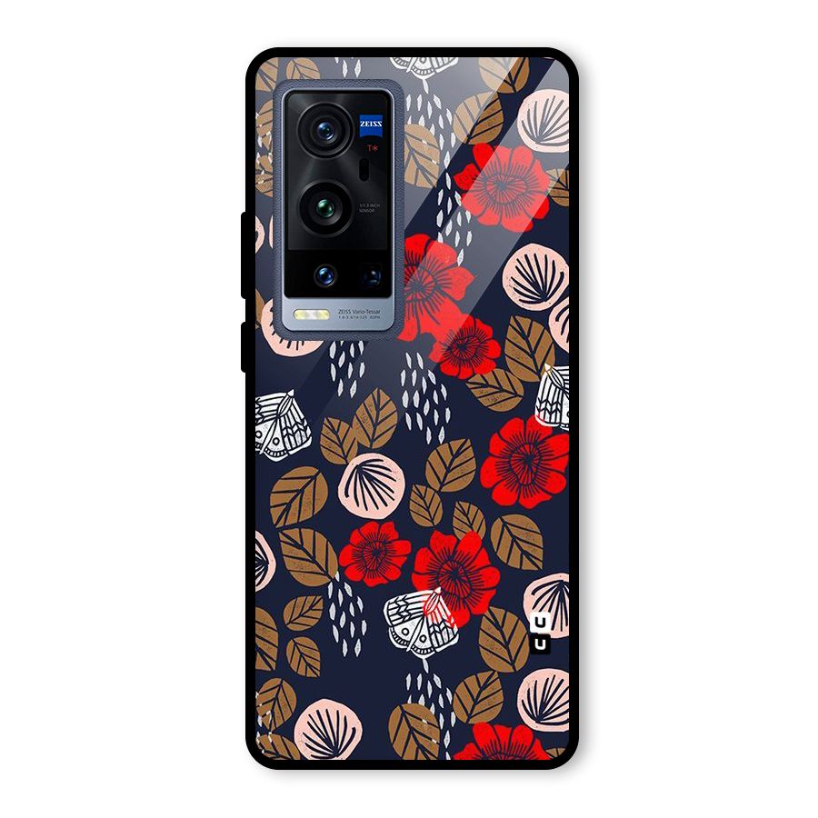 Orange Flora Glass Back Case for Vivo X60 Pro Plus
