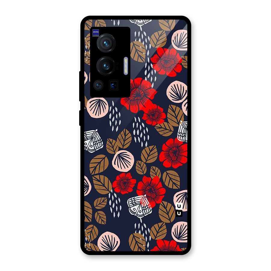 Orange Flora Glass Back Case for Vivo X70 Pro
