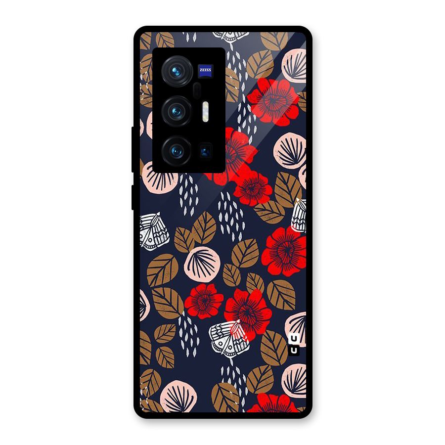 Orange Flora Glass Back Case for Vivo X70 Pro Plus