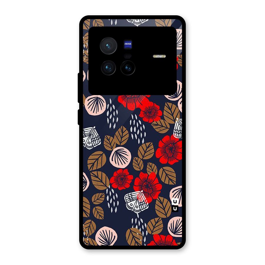 Orange Flora Glass Back Case for Vivo X80