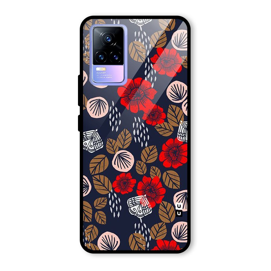 Orange Flora Glass Back Case for Vivo Y73