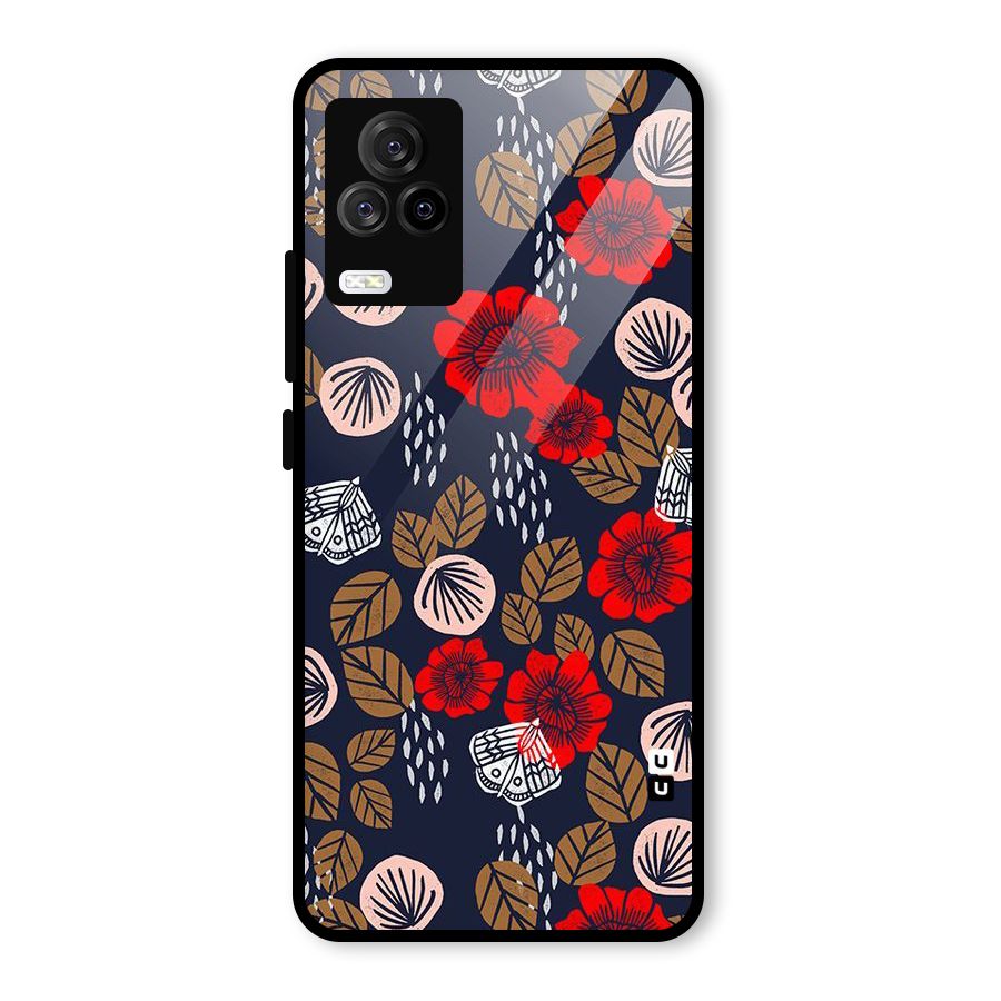 Orange Flora Glass Back Case for Vivo iQOO 7 Legend 5G