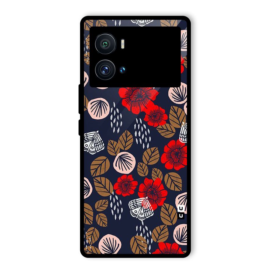 Orange Flora Glass Back Case for Vivo iQOO 9 Pro
