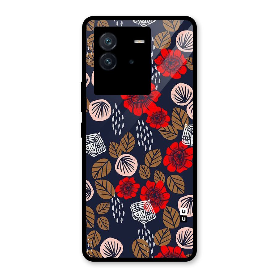 Orange Flora Glass Back Case for Vivo iQOO Neo 6 5G