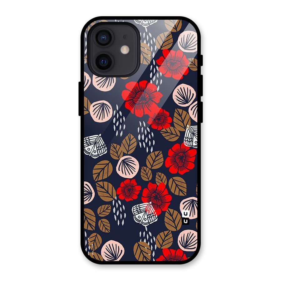 Orange Flora Glass Back Case for iPhone 12