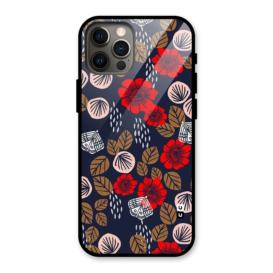 Orange Flora Glass Back Case for iPhone 12 Pro