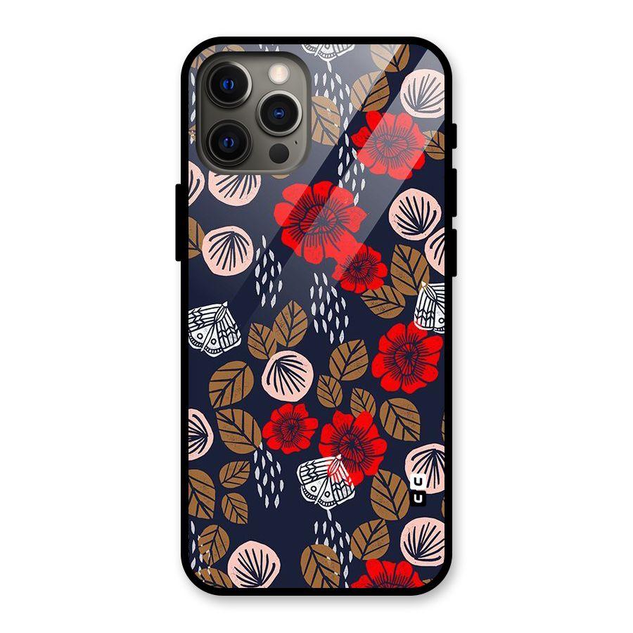 Orange Flora Glass Back Case for iPhone 12 Pro Max