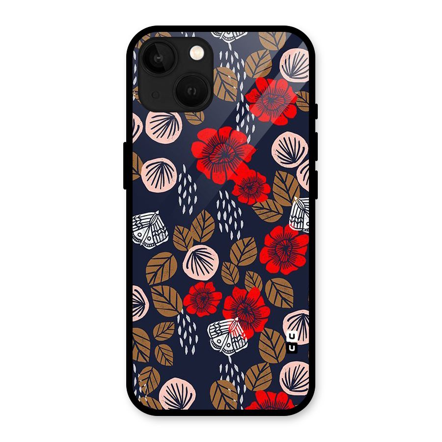 Orange Flora Glass Back Case for iPhone 13