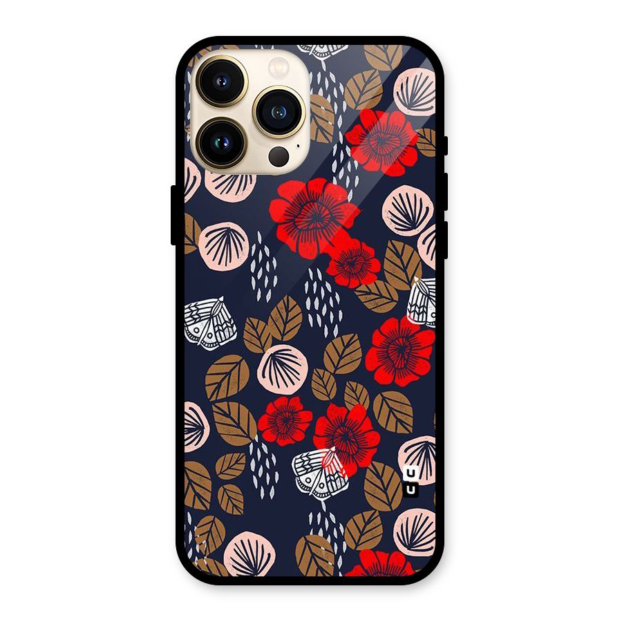 Orange Flora Glass Back Case for iPhone 13 Pro Max