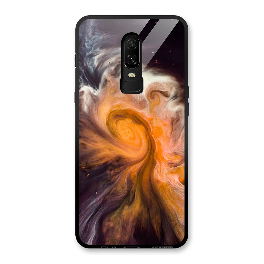 Orange Fusion Glass Back Case for OnePlus 6
