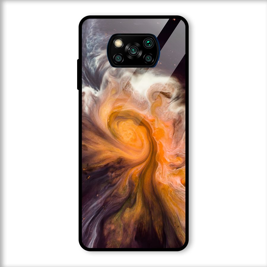 Orange Fusion Glass Back Case for Poco X3