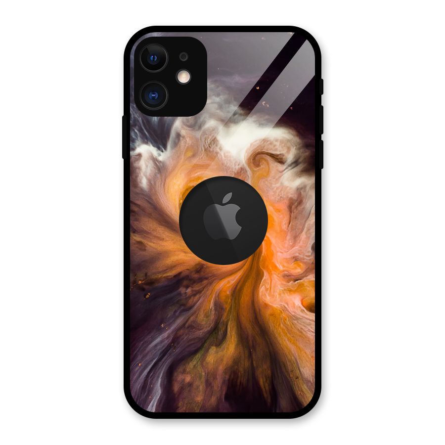 Orange Fusion Glass Back Case for iPhone 11 Logo Cut