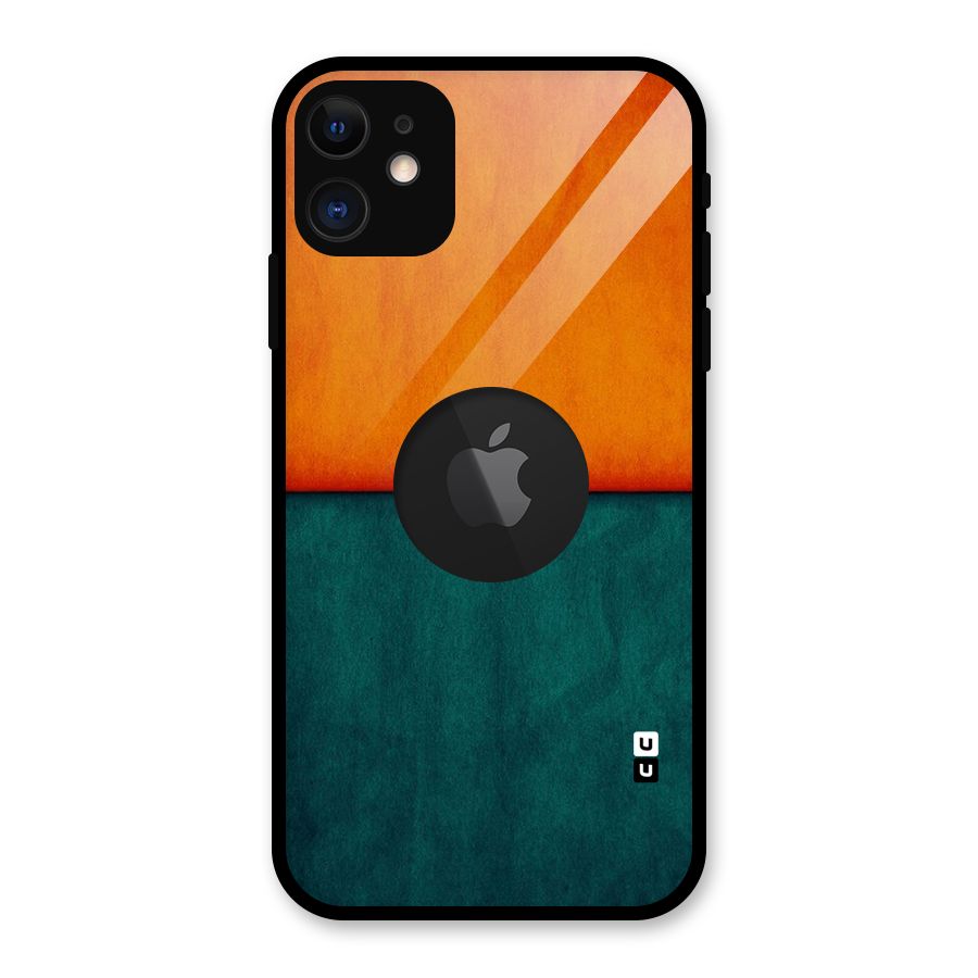 Orange Green Shade Glass Back Case for iPhone 11 Logo Cut