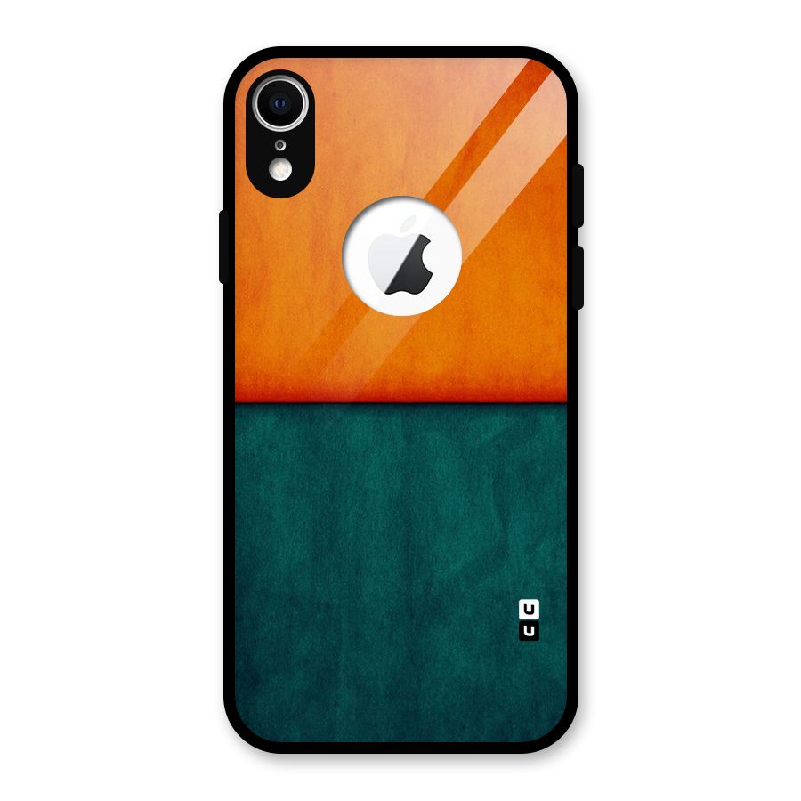 Orange Green Shade Glass Back Case for iPhone XR Logo Cut