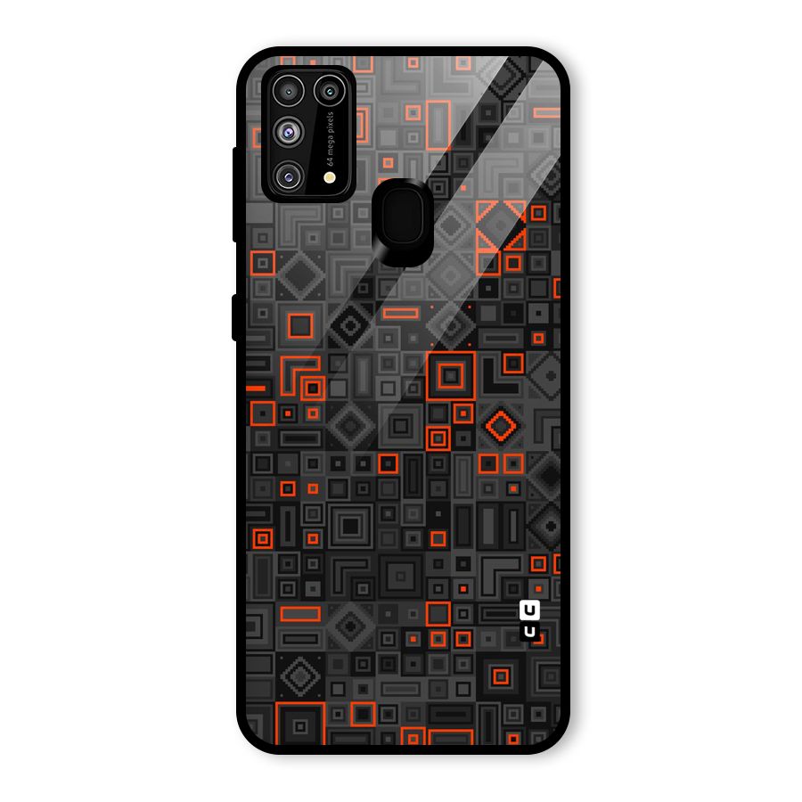 Orange Shapes Abstract Glass Back Case for Galaxy M31