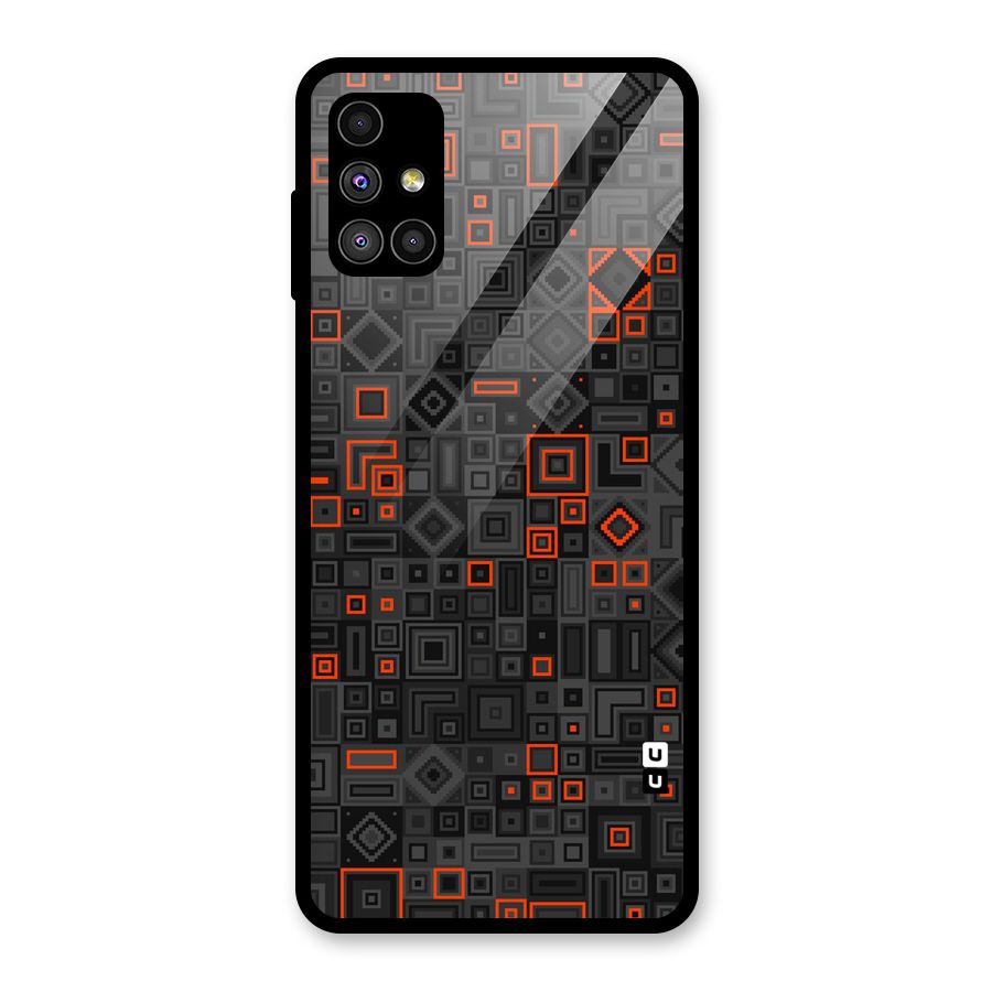 Orange Shapes Abstract Glass Back Case for Galaxy M51