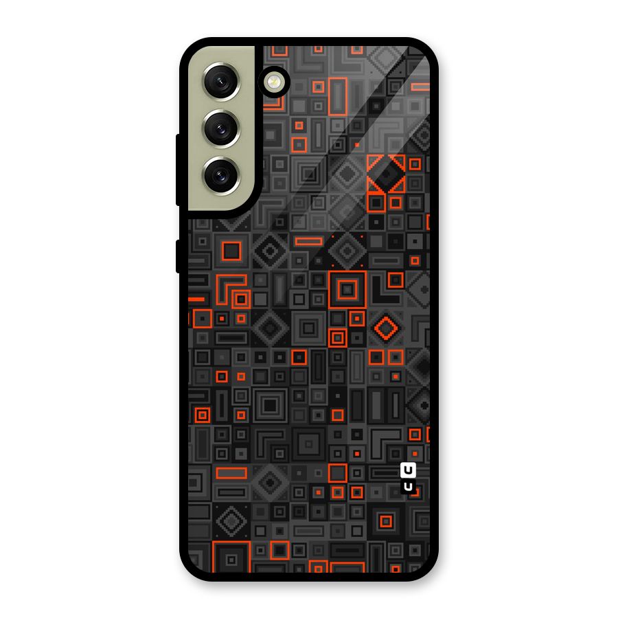 Orange Shapes Abstract Glass Back Case for Galaxy S21 FE 5G
