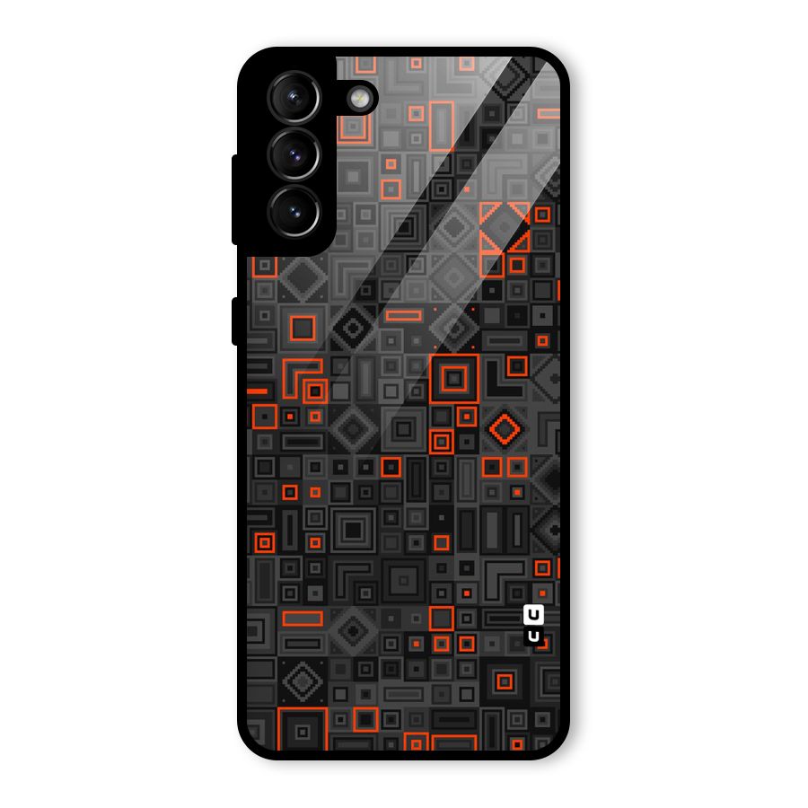 Orange Shapes Abstract Glass Back Case for Galaxy S21 Plus