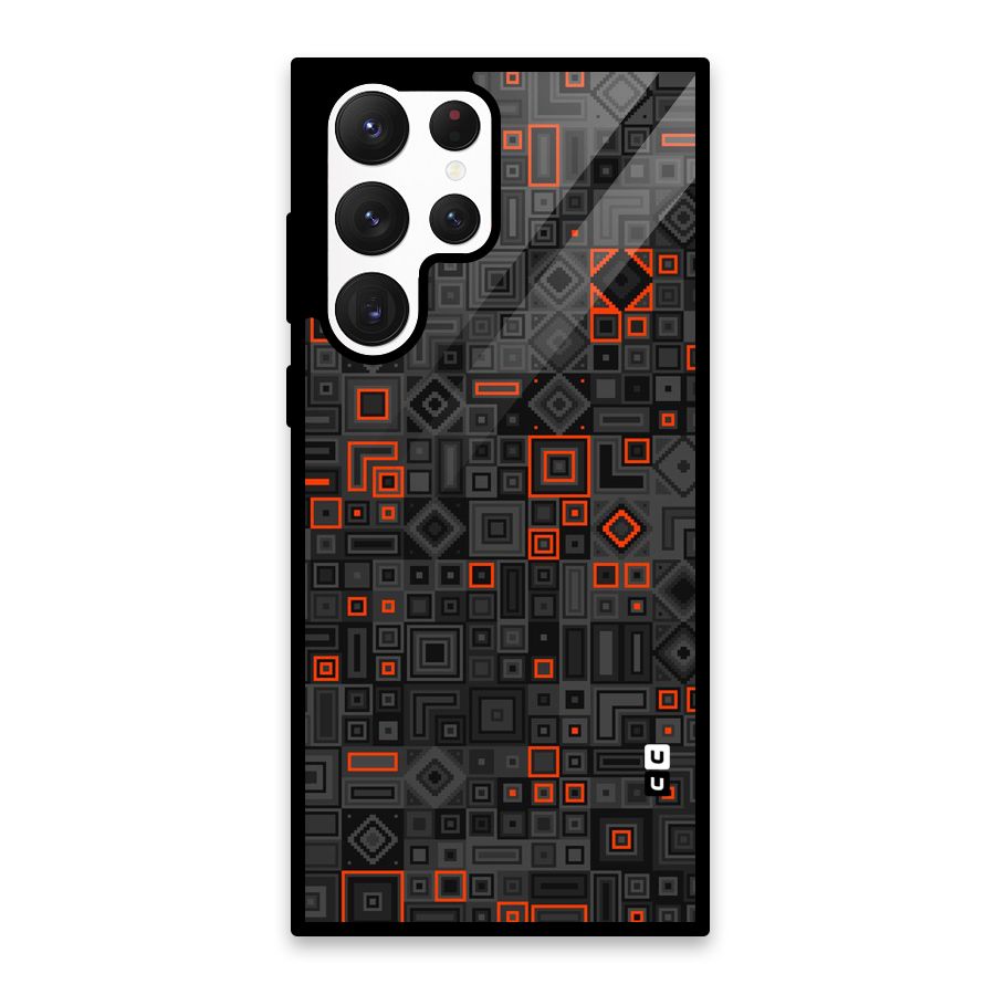 Orange Shapes Abstract Glass Back Case for Galaxy S22 Ultra 5G