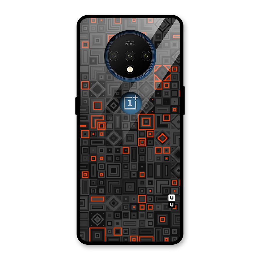 Orange Shapes Abstract Glass Back Case for OnePlus 7T