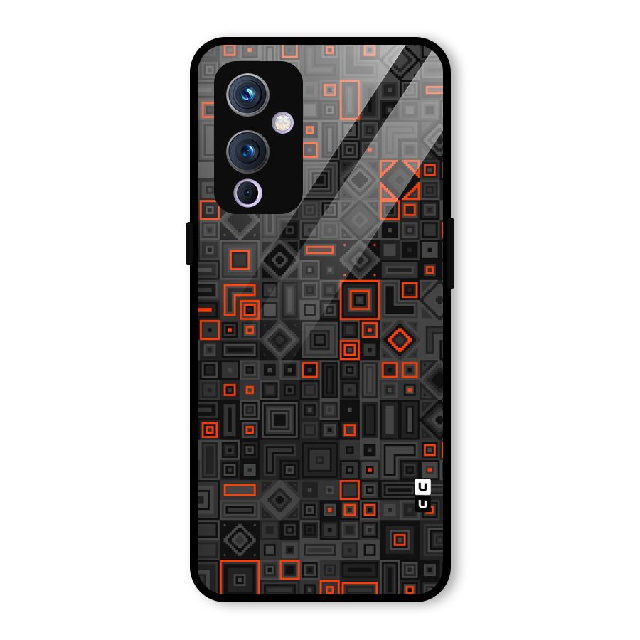 Orange Shapes Abstract Glass Back Case for OnePlus 9