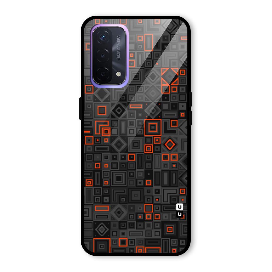 Orange Shapes Abstract Glass Back Case for Oppo A74 5G
