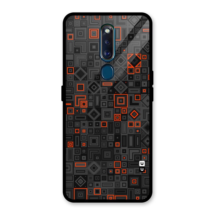 Orange Shapes Abstract Glass Back Case for Oppo F11 Pro