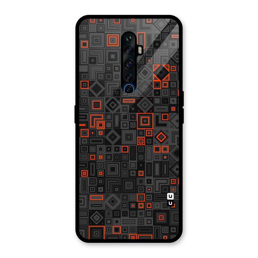 Orange Shapes Abstract Glass Back Case for Oppo Reno2 F